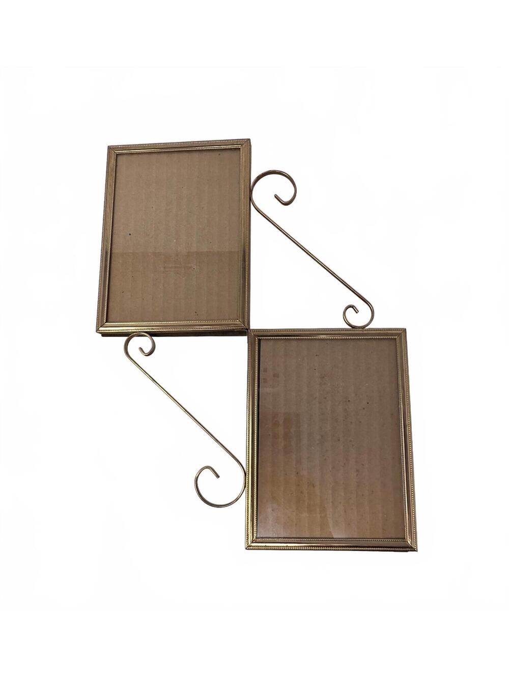 Vintage Gold Tone Double 4x6 Picture Frame Scrollwork Wall Hanging